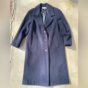 Vintage Navy Blue Julia Klein 100% Wool Coat